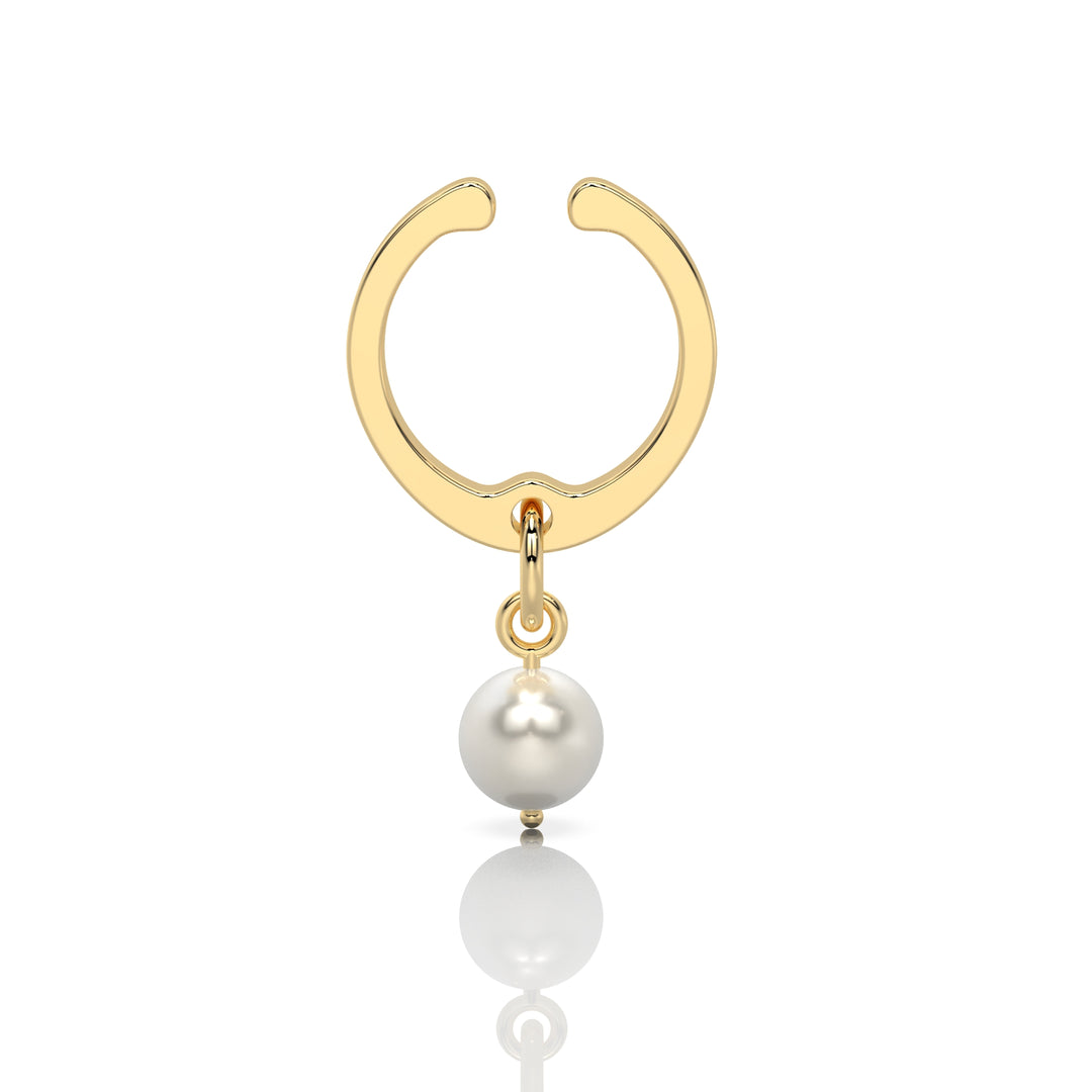 C Claw Ear Cuff with Dangling Pearl (Single Piece)