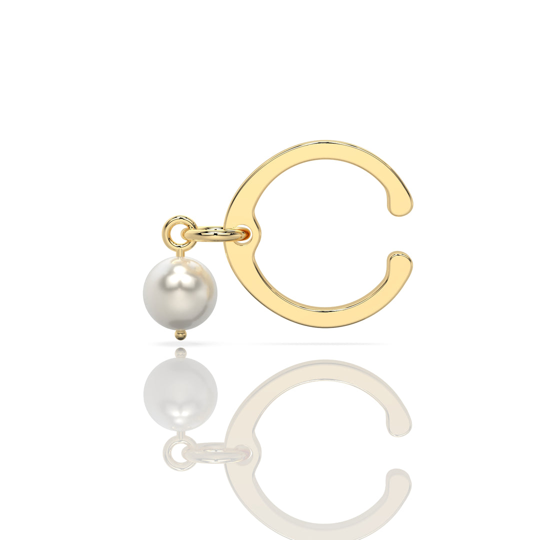 C Claw Ear Cuff with Dangling Pearl (Single Piece)