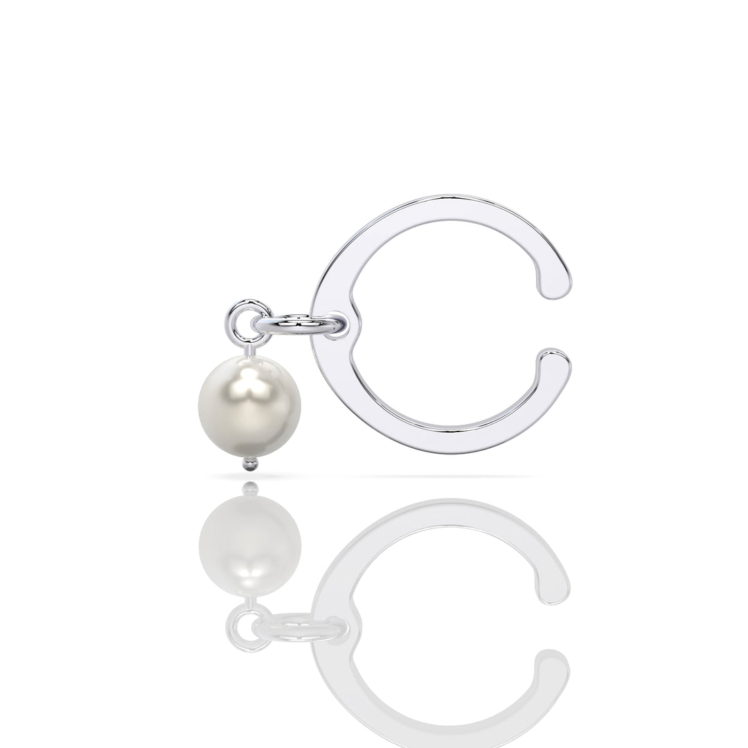 C Claw Ear Cuff with Dangling Pearl (Single Piece)