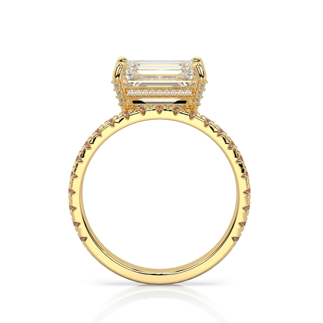 East West Floating Emerald Engagement Ring