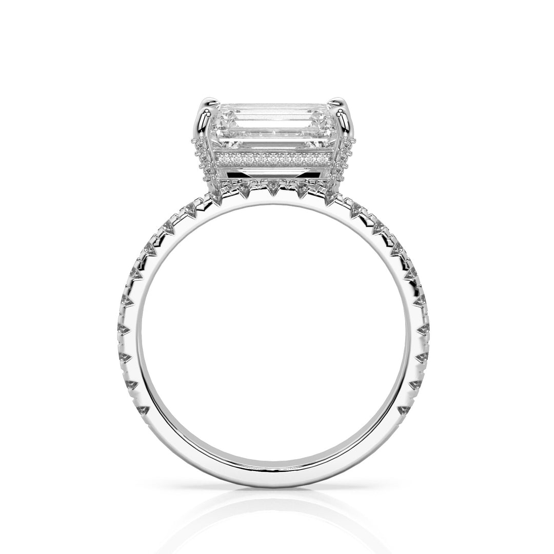 East West Floating Emerald Engagement Ring
