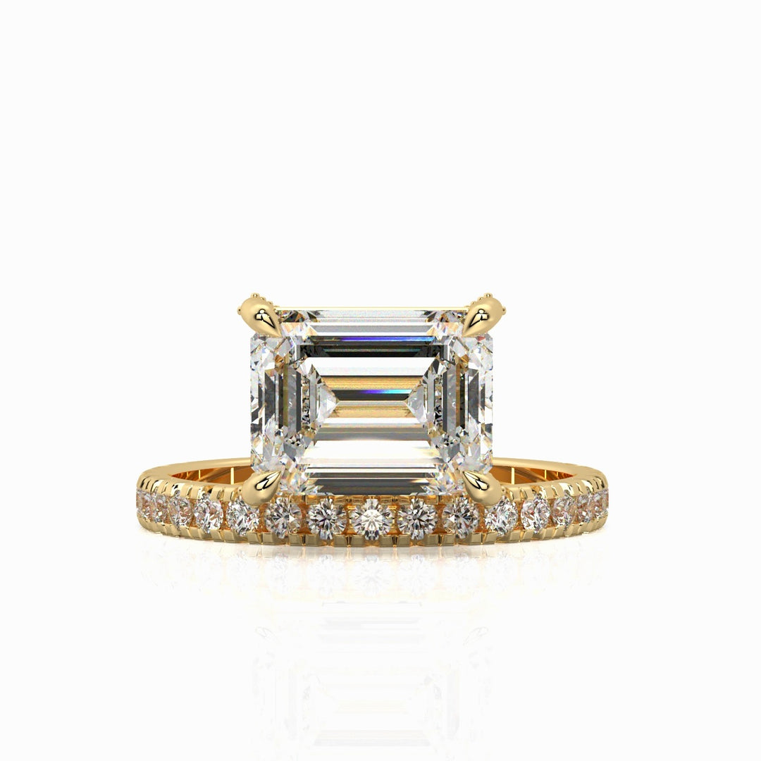East West Floating Emerald Engagement Ring