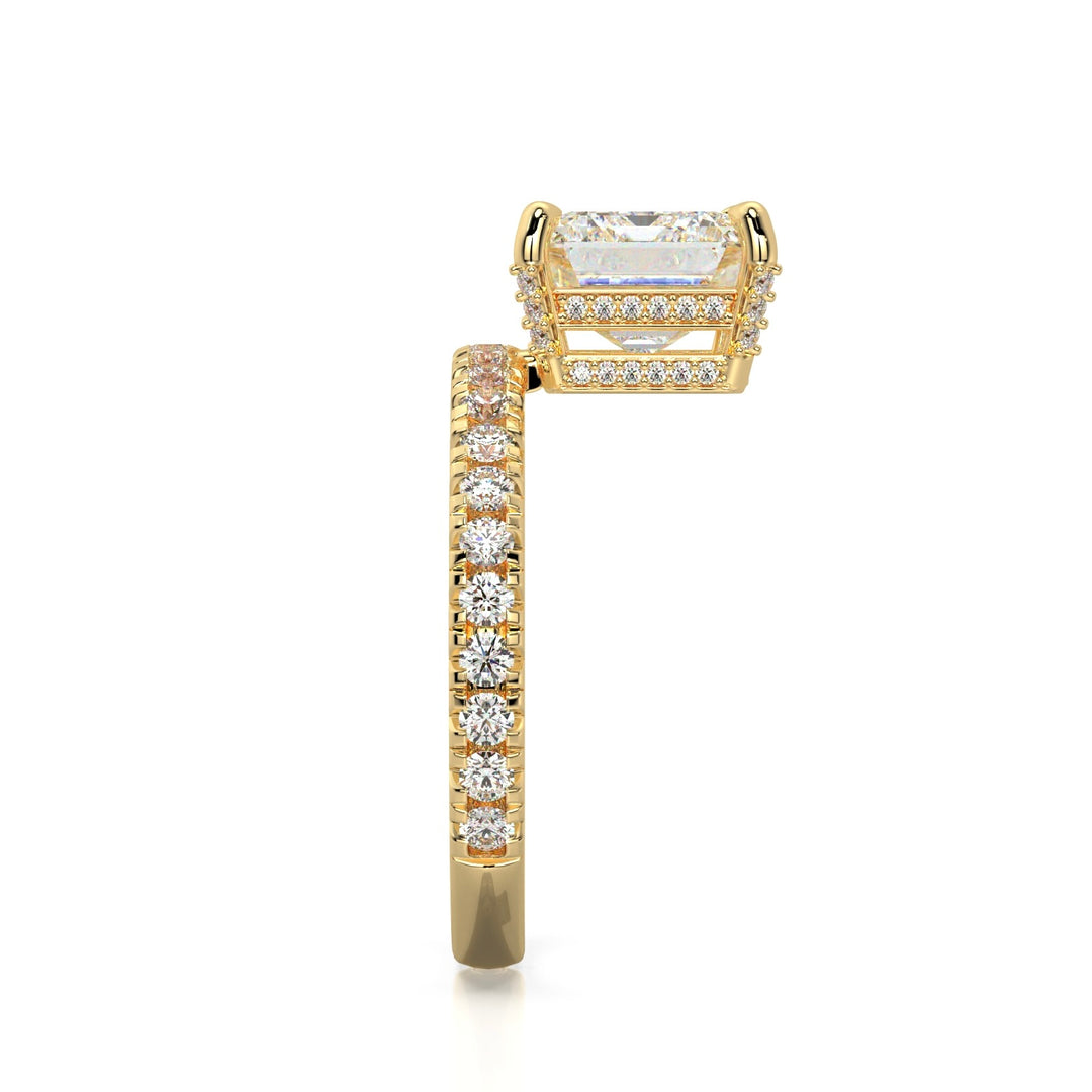 East West Floating Emerald Engagement Ring