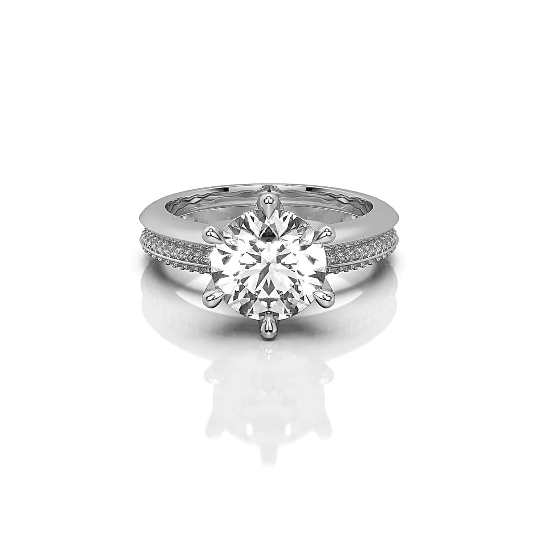 The One Solitaire Round Brilliant Engagement and Wedding Rings Set