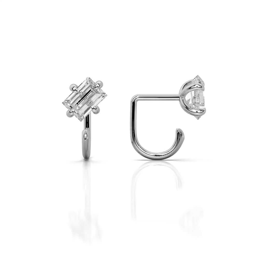 Solitaire Curious Baguette Claw Earring (single piece)